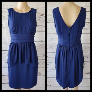 BCBGMAXAZRIA Blue Sleeveless Peplum Dress 6 NWOT